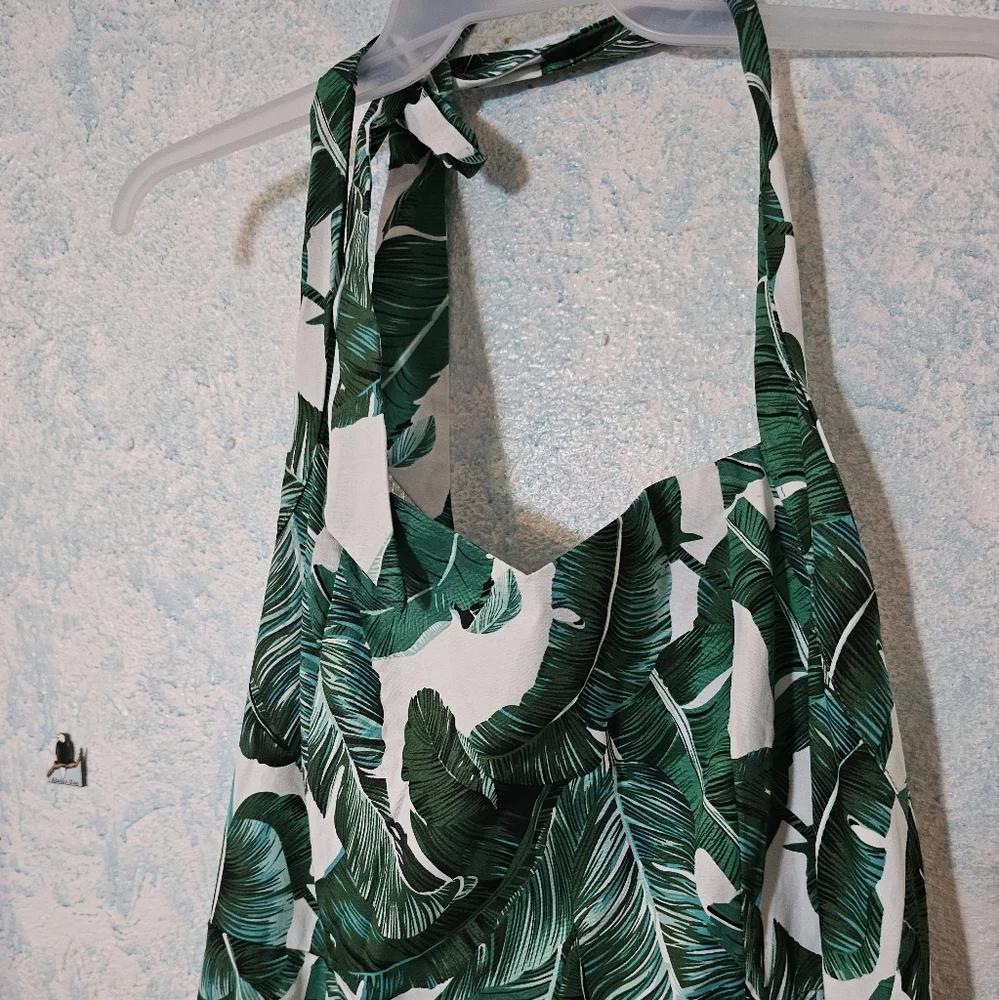 🍀A,new retro dress banana leaf print halter 1950's - Picture 2 of 5